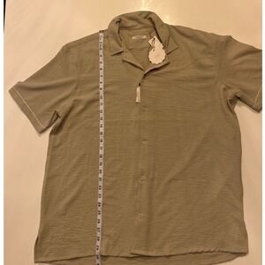 Bruno Milano Mens Linen Blend Textured Short Sleeve Button Up Shirt XL‎ Beige